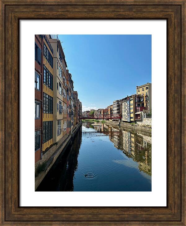 Girona Onyar River Reflections and Colorful Hanging Houses in Catalonia Spain Fine Art Print