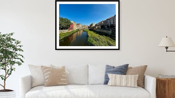 Girona Spain Art Print Onyar River and Colorful Historic Architecture Photography Framed Print