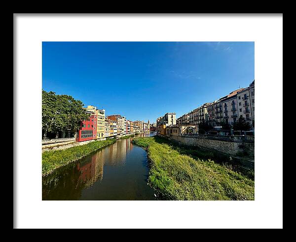 Girona Spain Art Print Onyar River and Colorful Historic Architecture Photography Framed Print